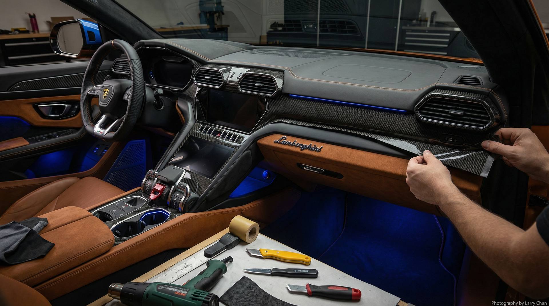 国产视频内饰改装视频教程-碳纤维饰板视频